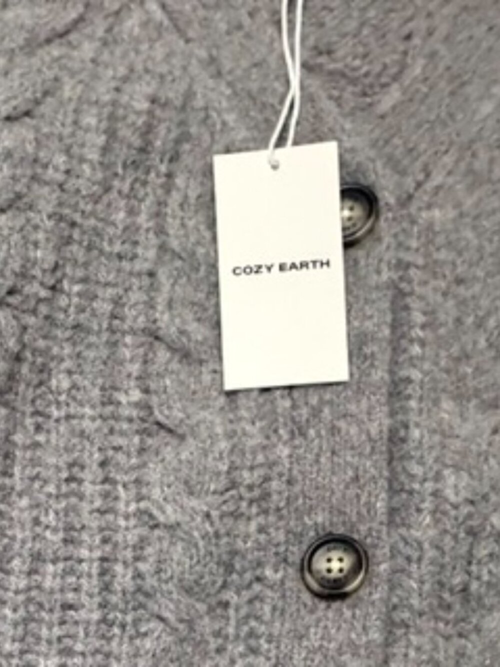 Cozy Earth NWT Charcoal Gray - Cable Knit Button Down Sweater Size M